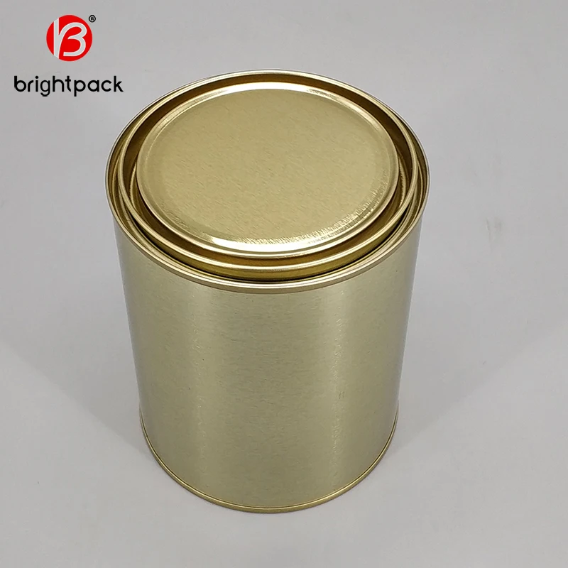 1 Liter Tin Packaging Paint Iron Can Plain Silver Top White Set Oem