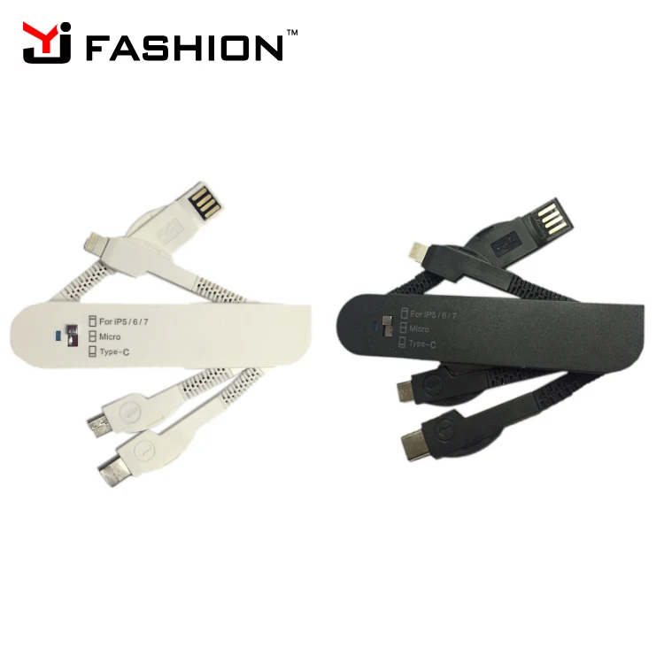 Yijiashishang 2019 New USB-C Type C swiss Army Knife Usb Charger 3 in 1 with logo Customized for iPhone and Micro Usb