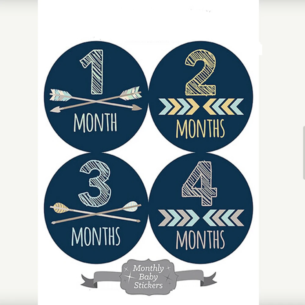 Black Red and Grey Baby Boy Month Stickers