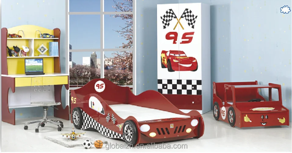 Baby Car Beds Wooden Kids Bedroom Set Car Bed With Wardrobe