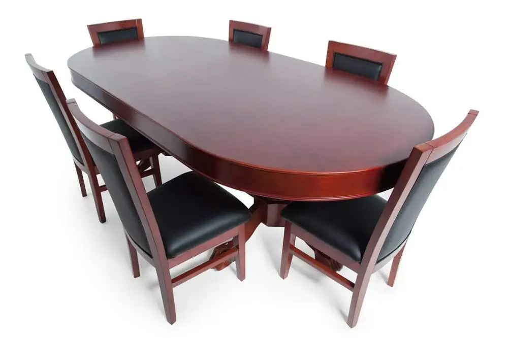 mesa de poker para 10 jugadores con tela de velocidad de juego superficie  oval 93x45 pulgadas, incluye comedor superior con 6 sillas de comedor