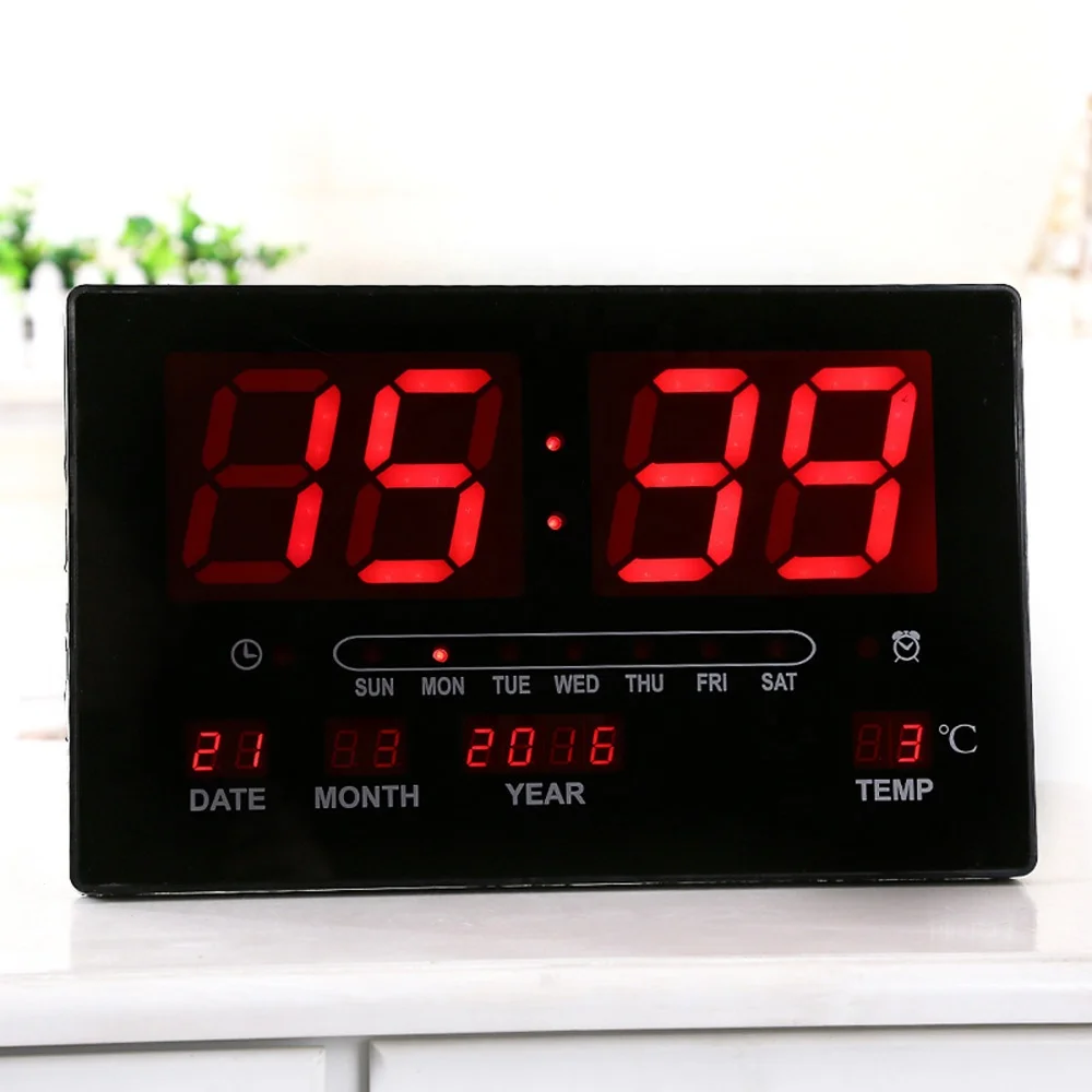 Rectangle Digital Led Clock Calendar Multifunction Led Displayed Alarm ...