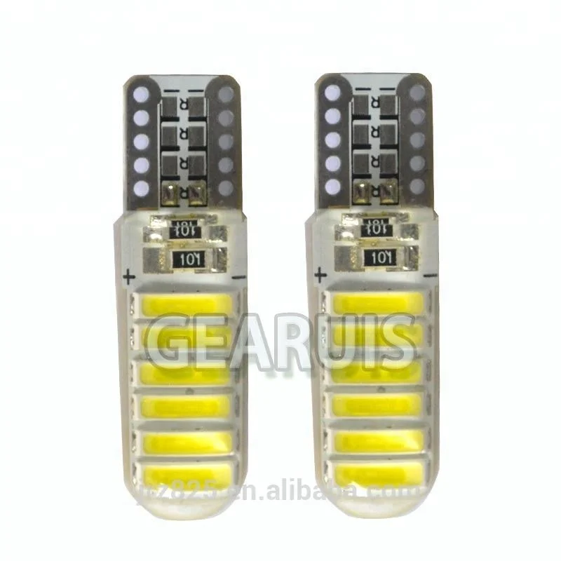 High Power 12V T10 100MA Silicone 12 SMD 7020 LED 7014 6500K Cold White Waterproof 194 168 501 Car Interior Led Lights