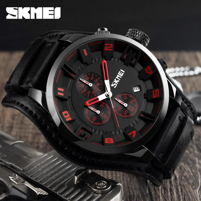 Skmei 9165 Luxury Brand Fashion Vintage Leather Strap Watch