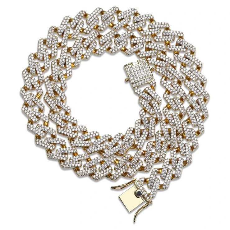 Iced Out Gold Cuban Link Chain Necklace 