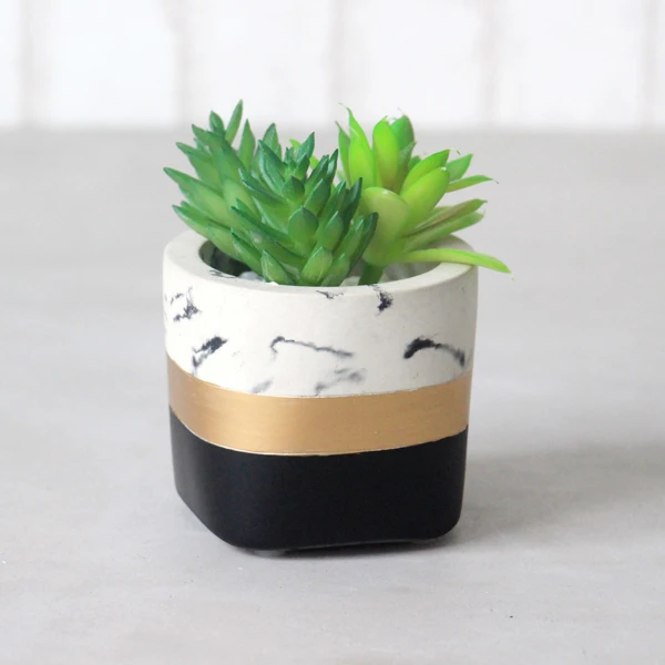 SODIAL Pots de fleurs blanches en ceramique Pots de fleurs ovales modernes pots de plantes de cactus avec plateau en bambou