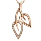 Fashion women Double leaf zircon Pendant necklace Hundred take Party dress accessories jewelry