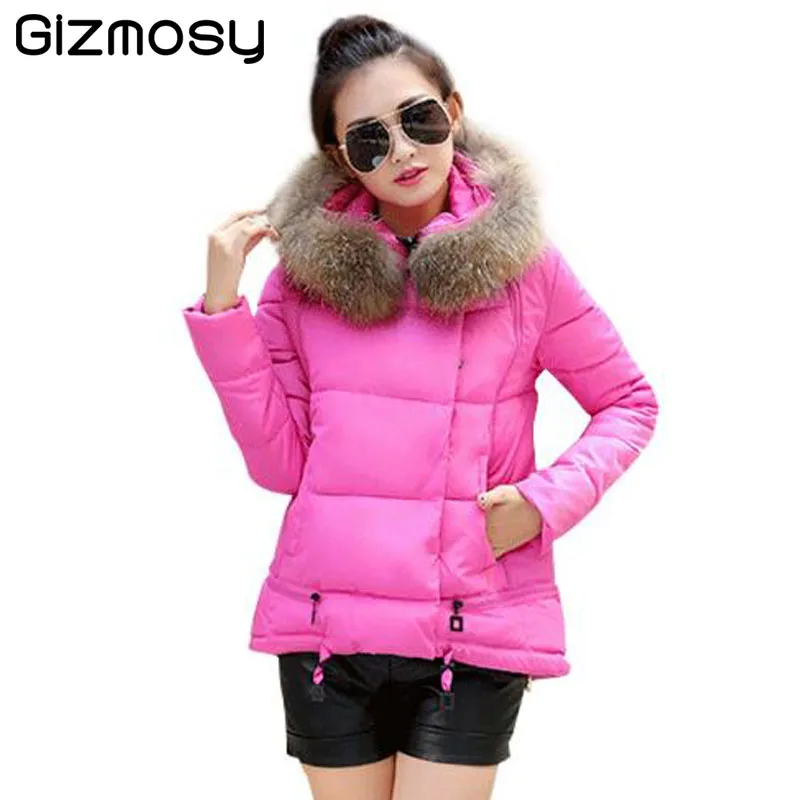 Gizmosy font b Winter b font Jacket Women Thicken Warm Coat Cotton padded Slim Plus Size