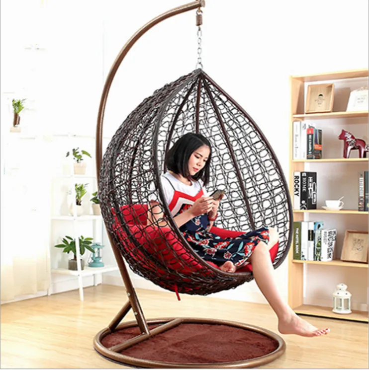 Fashion Garden Furniture Wicker Rattan Egg Hanging Indoor Swing Chair with Stand
