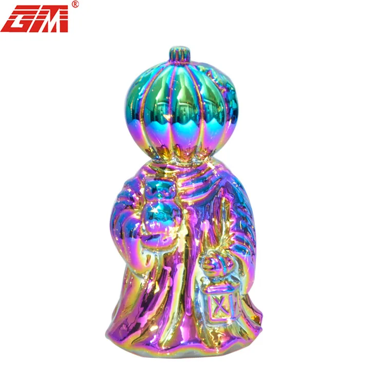 Hot Selling  Glass Made Witch with Pumpkin Head Glass Halloween Night Light Figurine factory