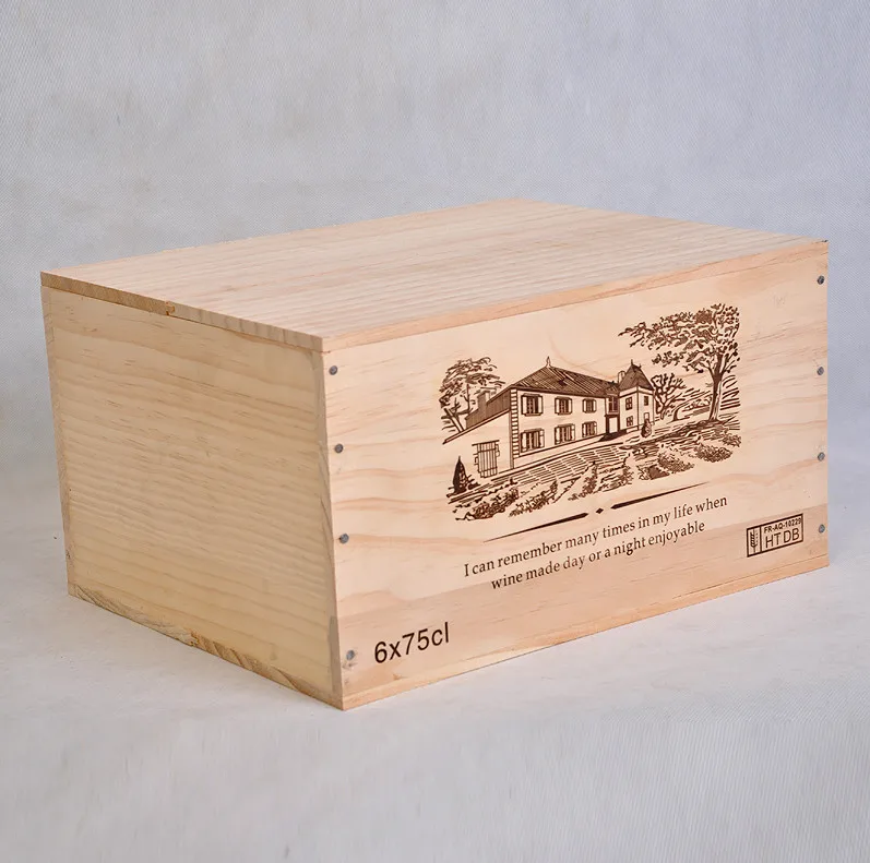 Новый стиль соснового дерева винная коробка деревянная Подарочная для 6 винных