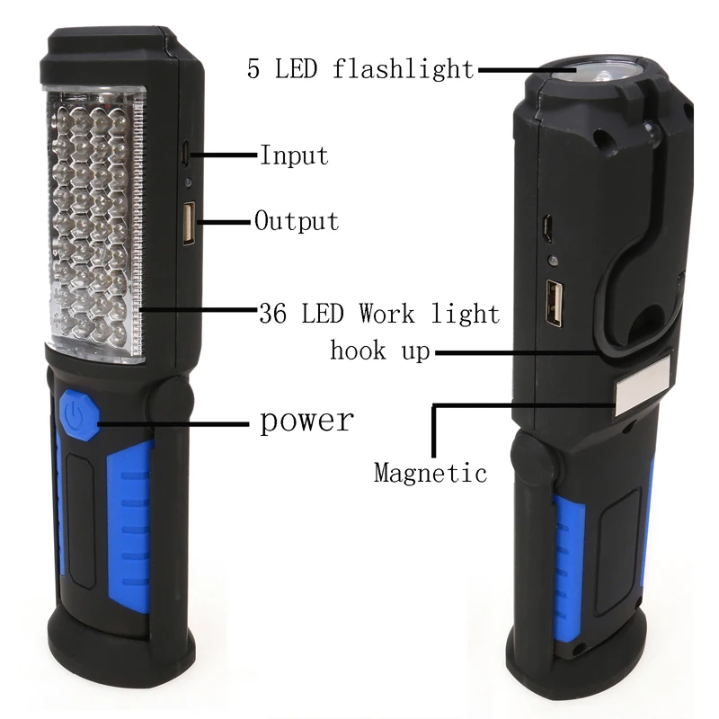 Multifunction USB Rechargeable 36+5 LED Flashlight,Outdoor