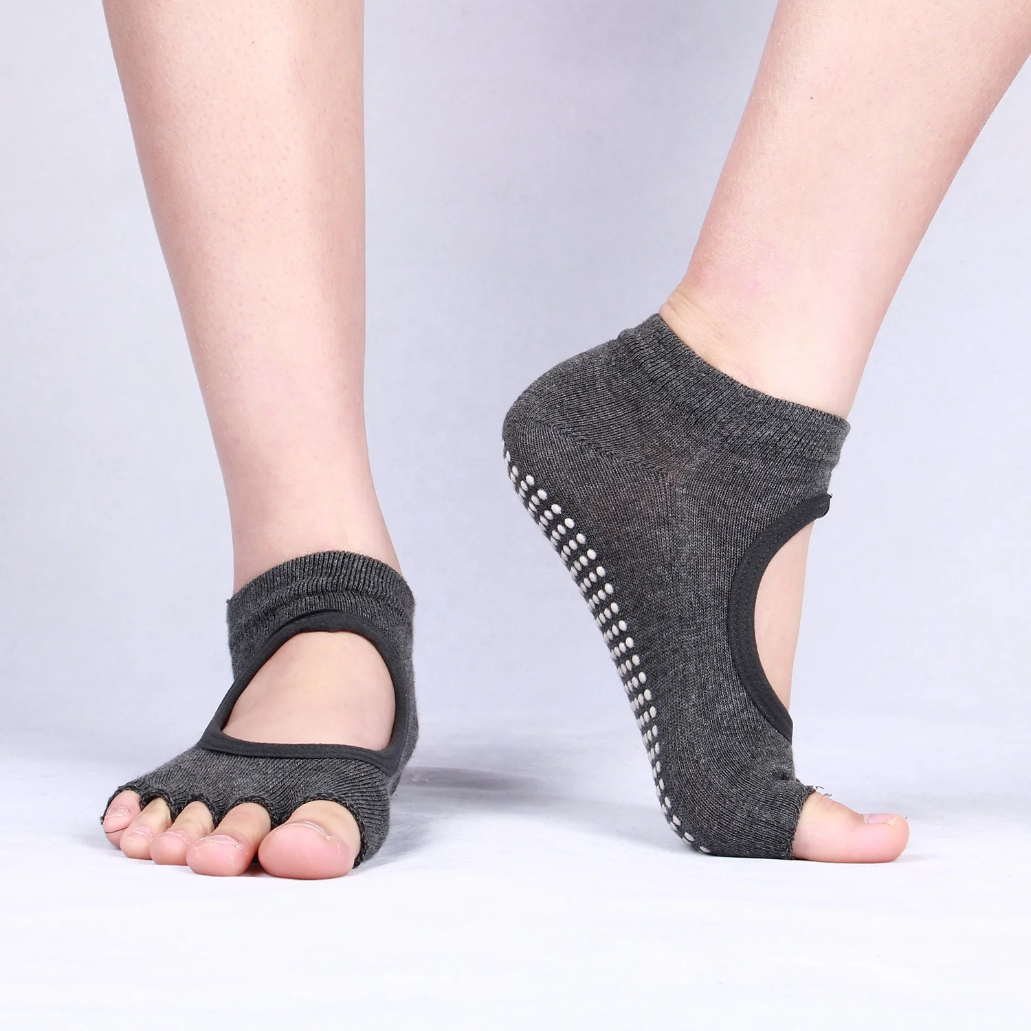 Size S/M Pilates 1 & 3 Pairs Anti Non Slip Skid Dance Barre YogaAddict Toeless Socks Yoga Half Toe with Grips 