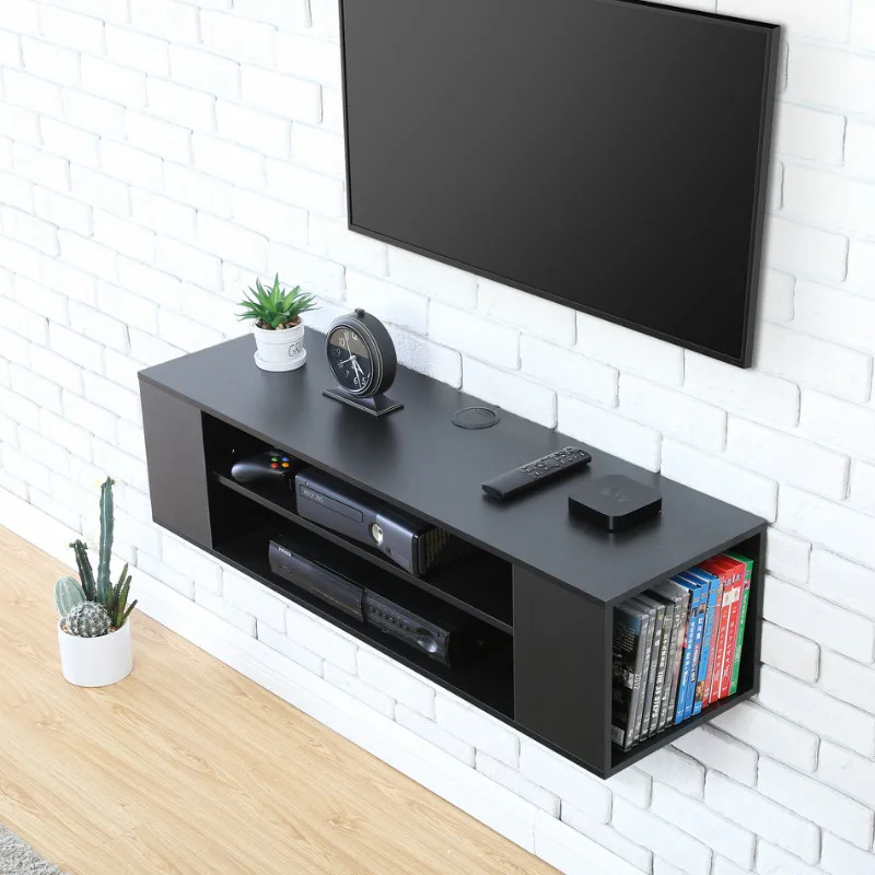 Latest Design LED TV Wall Cabinet TV Floating Wall Mountable Unit Wooden Wall Hanging TV Stand With Bookcase