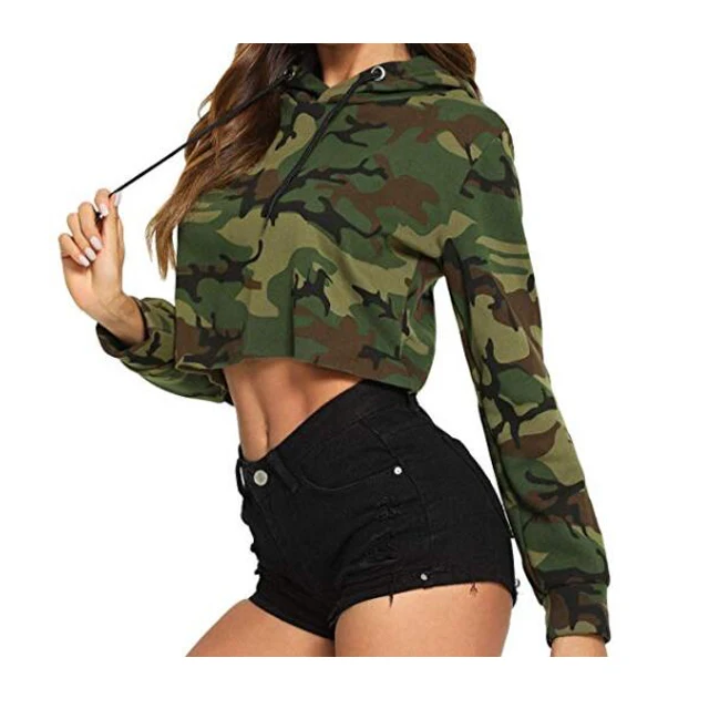 camouflage crop top hoodie