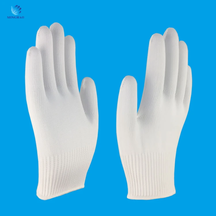 white nylon gloves