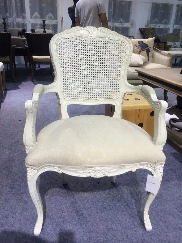 Европейский стиль столовая Античная резная деревянная королевская ткань обеденный стул