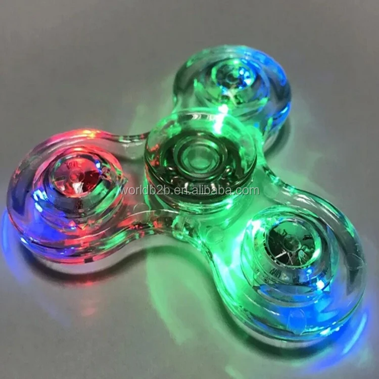 LED Flashing Fidget Hand Spinner Finger Tri-Spinner Light Up Stress Release Toys 