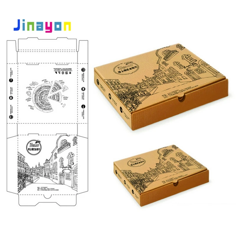 Jinayon Engros Trykt Sekskant Kraftpapp Pizzaboks/Matvaregrad Boks