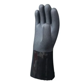 Oil proof triple PVC coating anti static double liner gloves