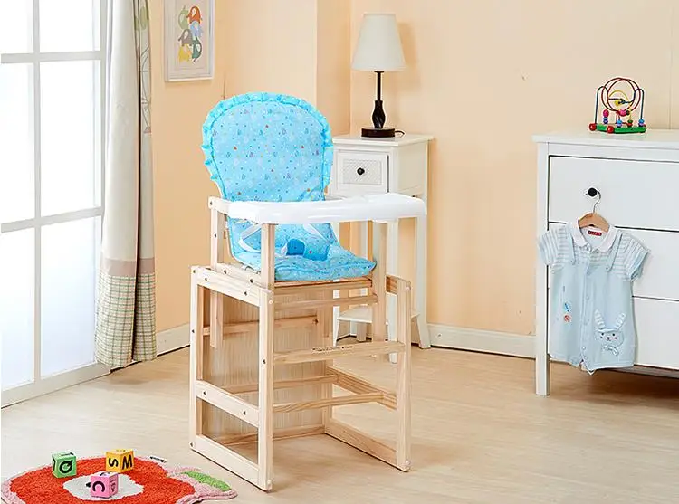 Multifunctional Wooden Baby High Chair Adult Size Safety
