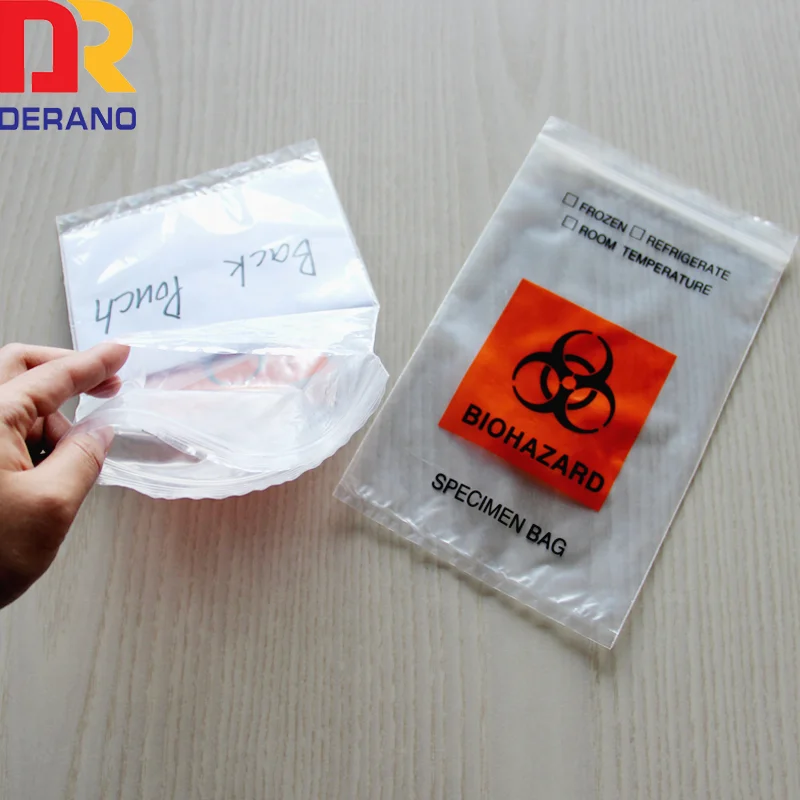 Lab Use Disposable Specimen Transport Kangaroo Pouch Biohazard Plastic