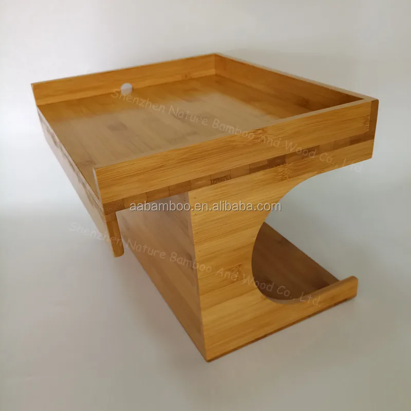 Wood Bamboo Bunk Buddy Bedside Shelf Double Layer Caddy Tray Headboard Shelf As Bedside Table