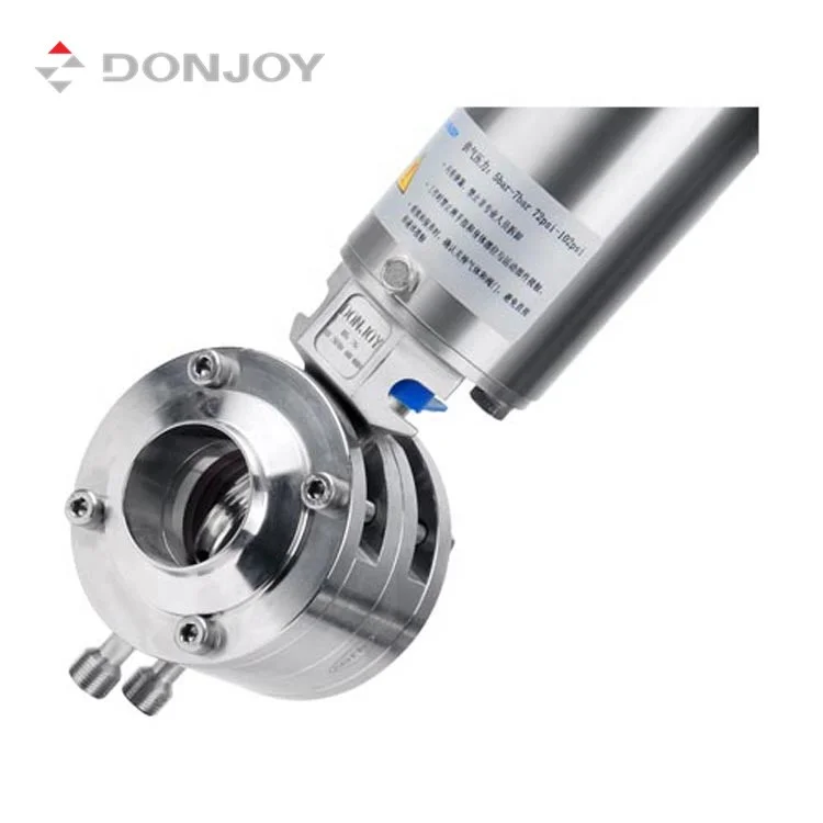 DONJOY high clean stainless steel weld pneumatic mixing proof butterfly valve with control unit for 