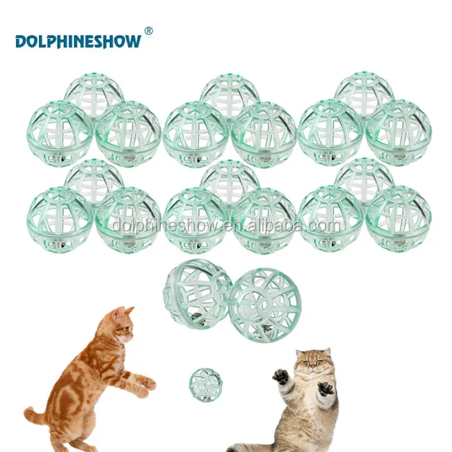 Bewudy 12 Pcs Balle Pour Chat Avec Cloche - 3,8CM En Plastique Pour Chaton, Chase Couleur Aléatoire Interactive - Jouets Pour Chats Et Chatons