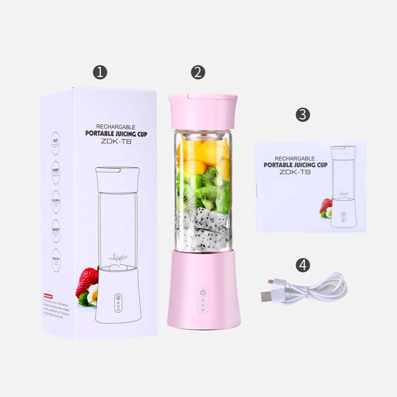 Portable Glass Smoothie Blender Rechargeable Mini Portable Blender