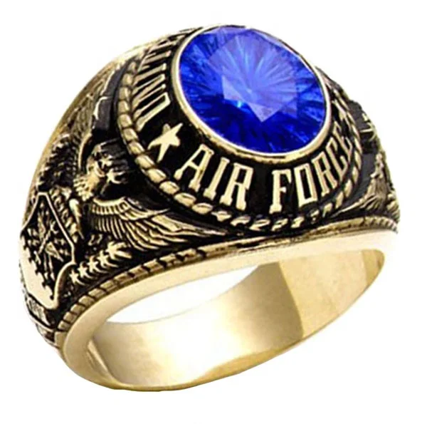 Air Force G: Mens US Air Force Service 316L Steel Ring and IP 14K Gold -  Trustmark Jewelers