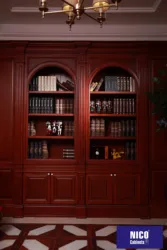 NICOCABINET, итальянский дизайн, современный книжный шкаф под заказ из коричневого и красного дерева, книжная полка со стеклянной дверью, книжная полка, шкаф