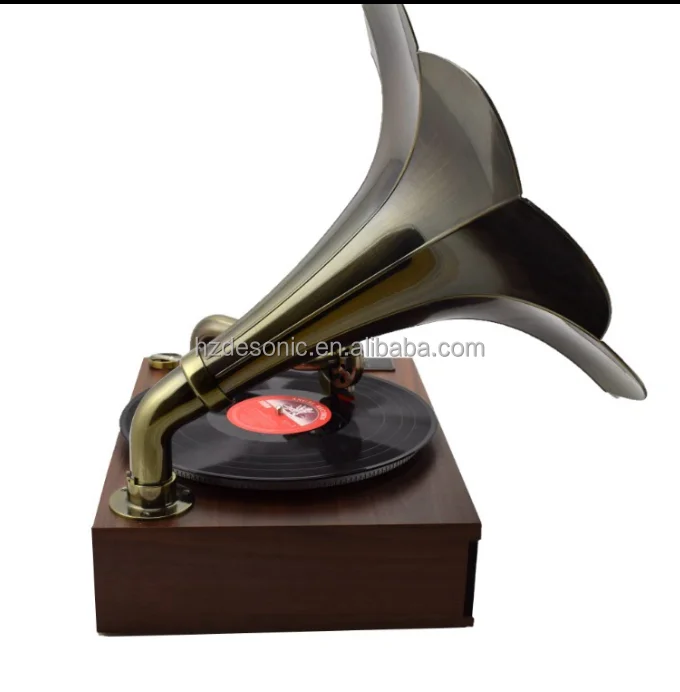 High End Modern Gramophone Lp Turntable Record Player With Horn