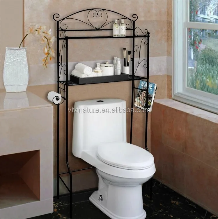 Over the Toilet Shelf Wall Mounted with Metal Frame for Bathroom