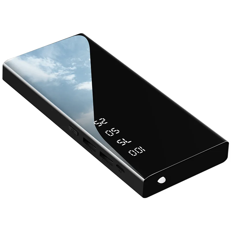 Fast Charging 6000mAh Mirror Mobile Power Bank With LED Digital Display