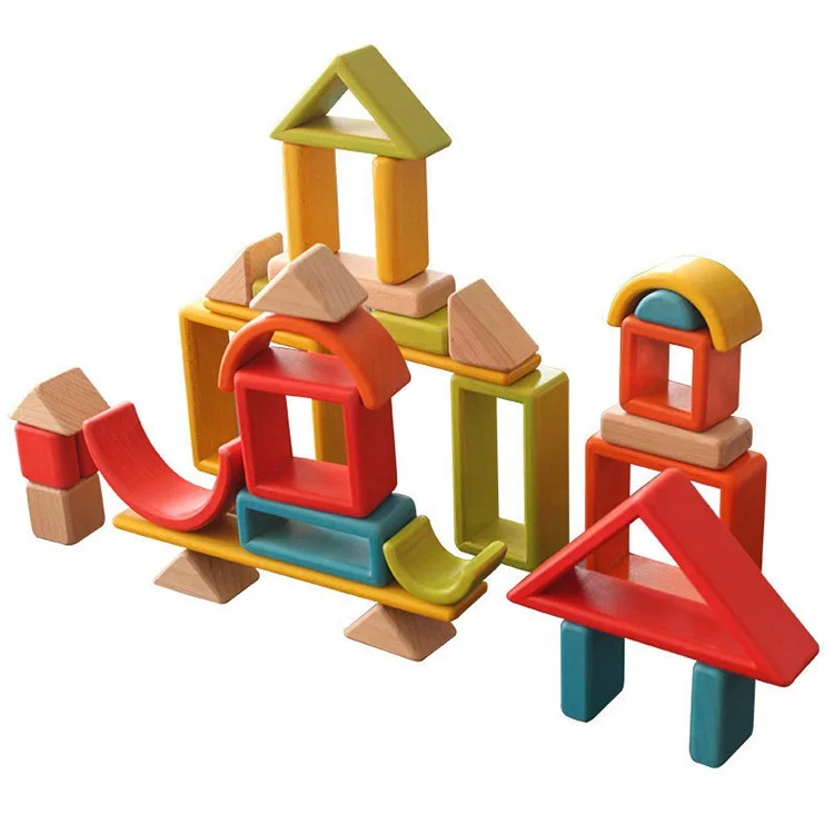 Оптовая продажа Diy Творческий бука различные формы Радуга укладчик деревянные строительные блоки