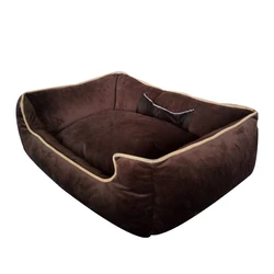 Indoor luxury quiet velvet dog bed cover washable brown dog bed washable NO 3
