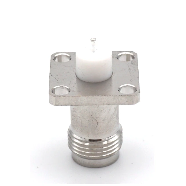 RF Coaxial TNC Female Panel Mount Connector 4 Holes 1 Pin Brass Custom Solder Pot Terminal Solder Flange RF Connector