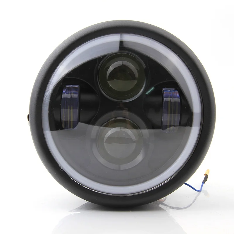 16 см 6,3 дюймов Универсальный мотоцикл ближнего света фар Hi/короче спереди и длиннее сзади) луч для Harley Sportster Cafe Racer Подставка-поплавок для Go крейсера Ангел кольцо