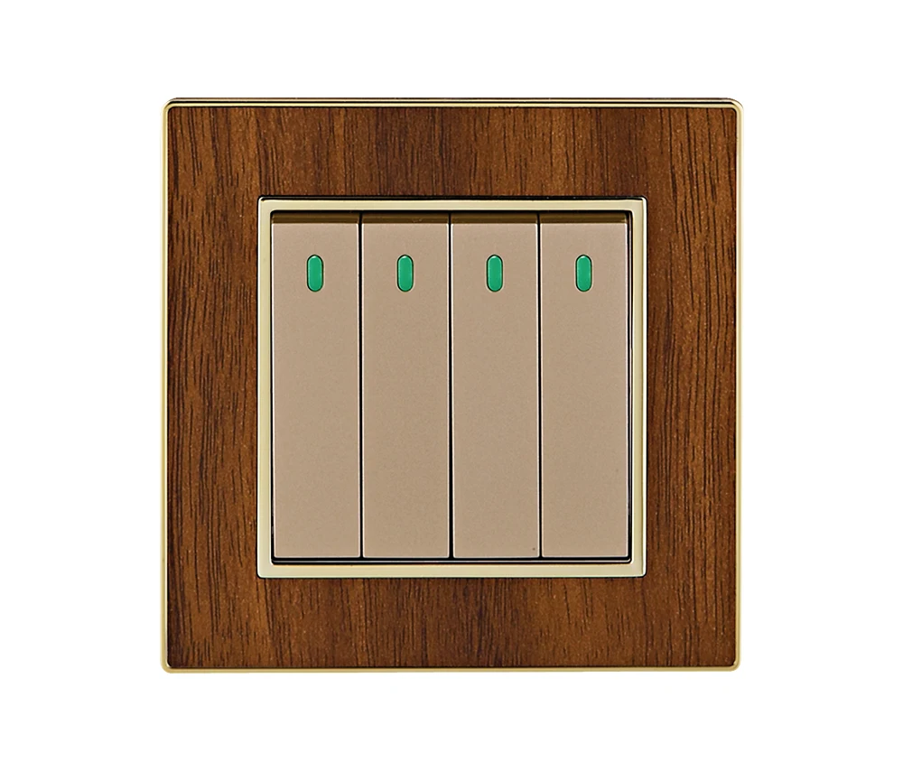China Wenzhou 4 Gang Wood Grain Gang Wall Switch Smart Home Wall Switch