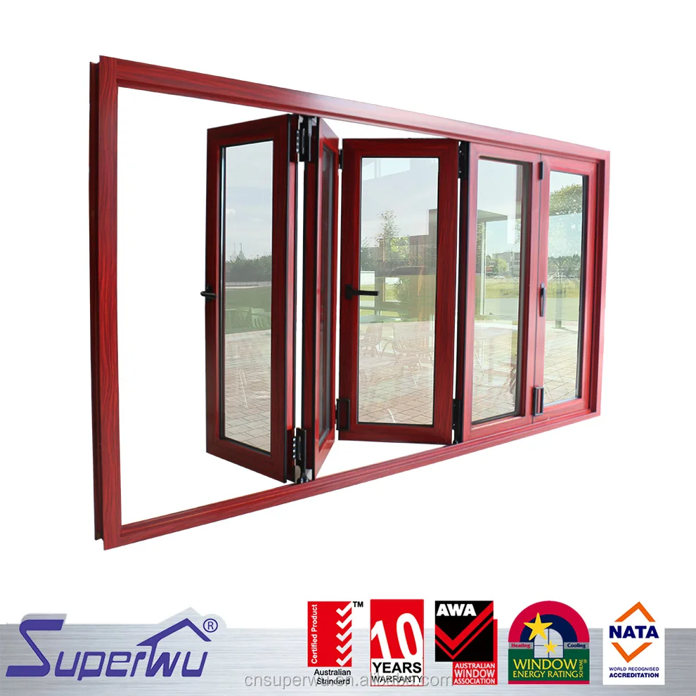 Australia standard best quality white color folding window wooden frame color bi fold windows