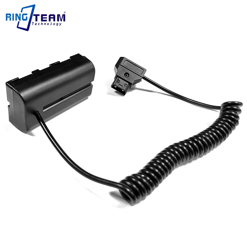 Coiled Cable Power P-Tap D-Tap to NP-F550 F570 Dummy Battery Coupler for Monitors / Lights / Lamps