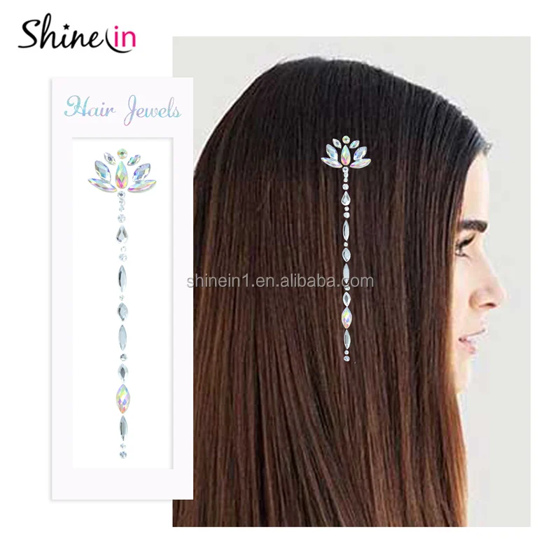 Shinein Custom Women Beauty Crystal Rhinestone Hair Jewel Sticker For