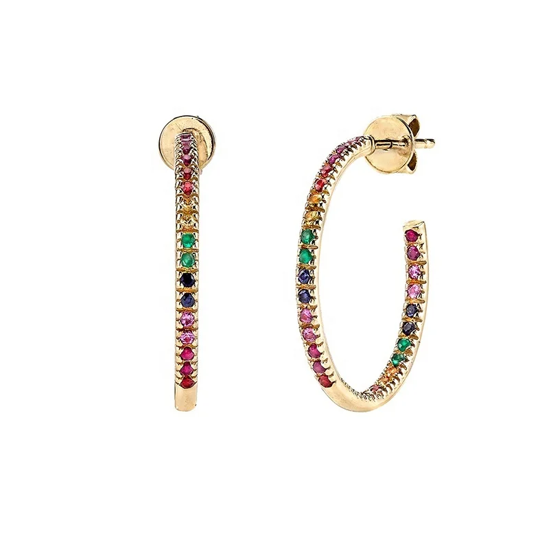 Fashion rainbow Jewellery Gold Hoop Large Rainbow Hoop Earrings Design