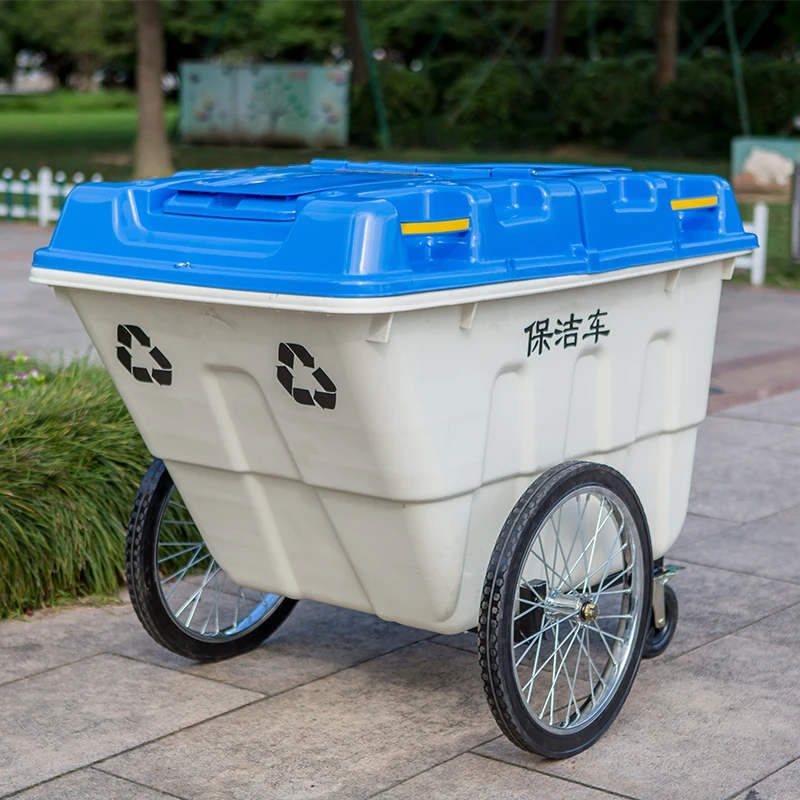 Outdoor 400 liter plastic garbage waste bin cart with wheels, China ...