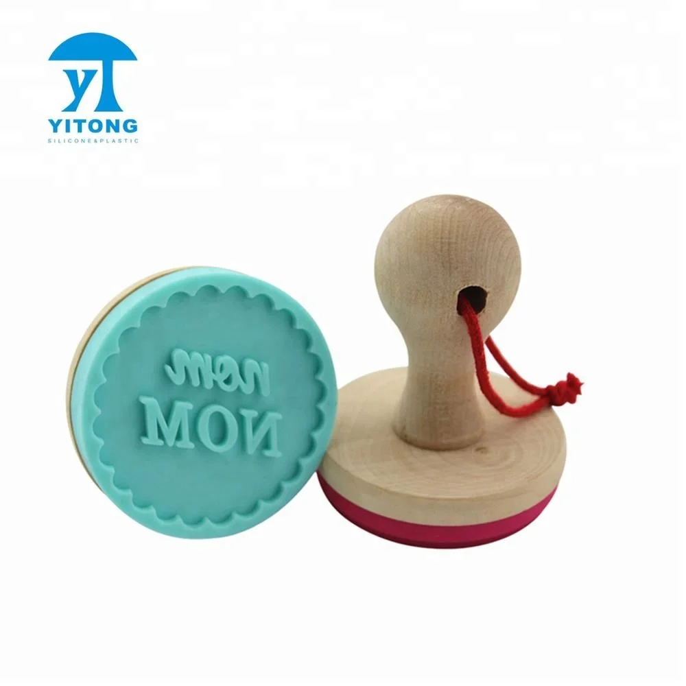 Custom Silicone Cookie Stamp With Wooden Handle Durable Heat Resistant Handmade Biscuit Baking Tool