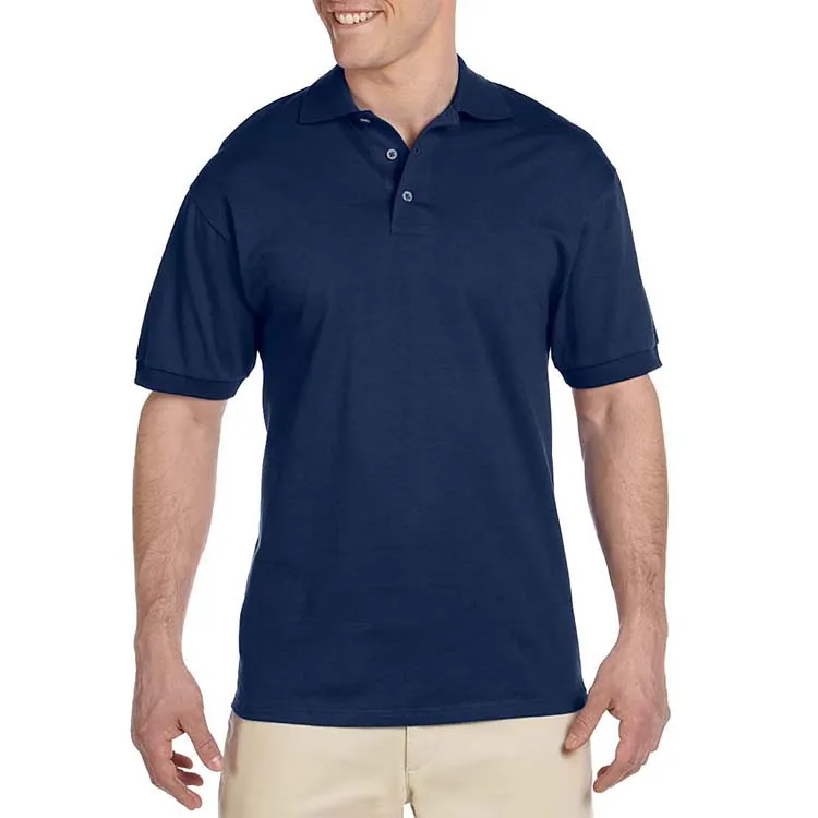Mens Heavyweight Plain Navy Blue Polo 