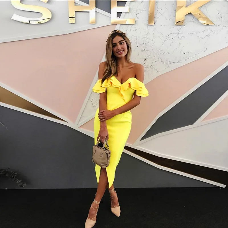 yellow short sleeve dress