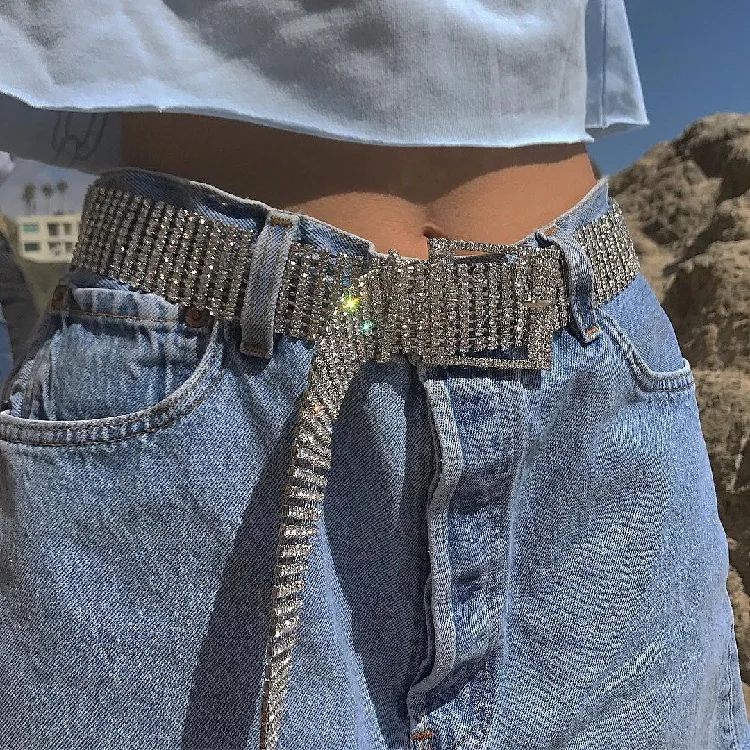 Ready design Silver color fancy crystal belt trim fashion style custom rhinestone women's belt