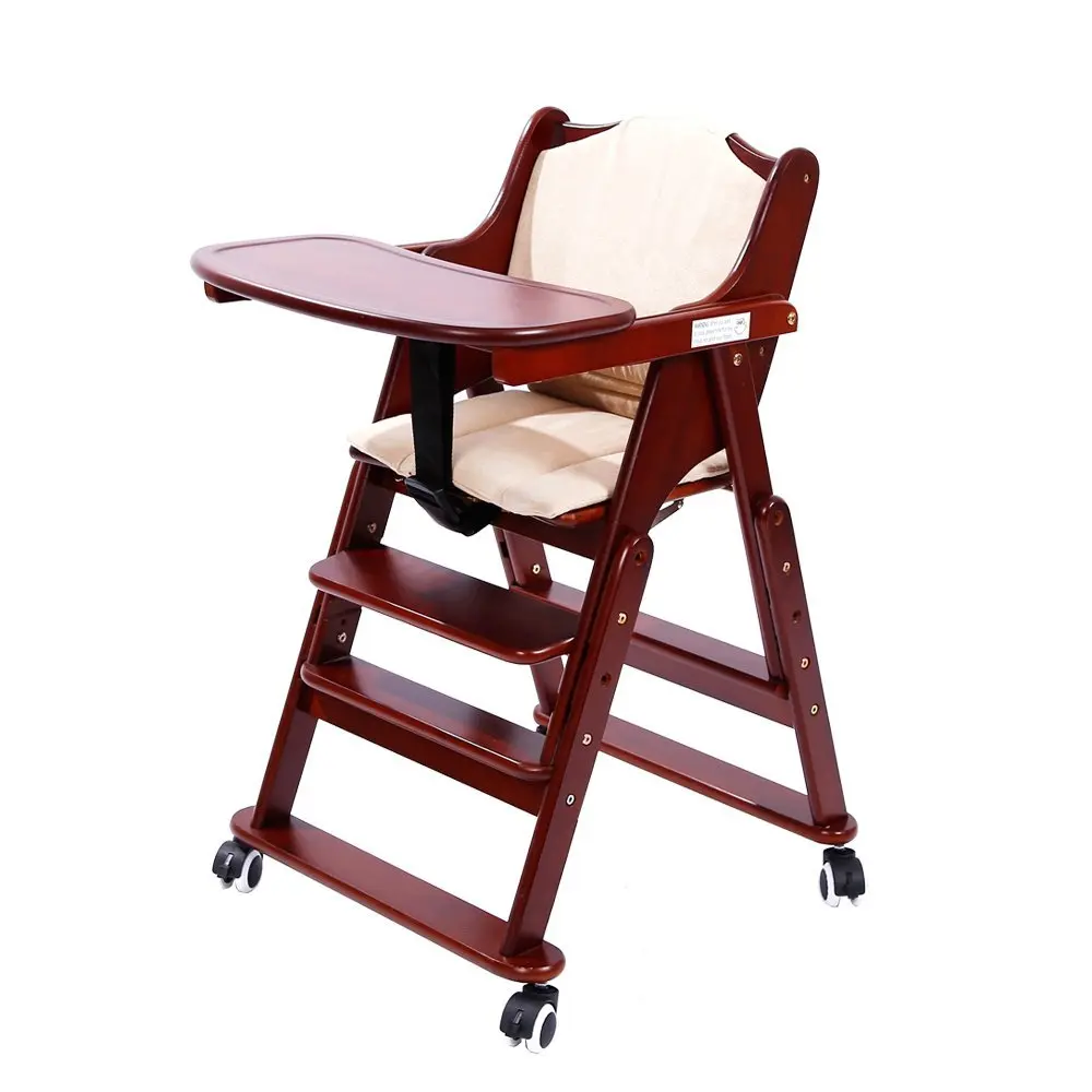 Solid Wooden High Chair Adjustable Rolling Baby Chair For Babies And Toddlers Feeding Chair With Tray Buy Solid Wooden High Chair Adjustable Rolling Baby Chair Toddlers Feeding Chair With Tray Product On Alibaba Com